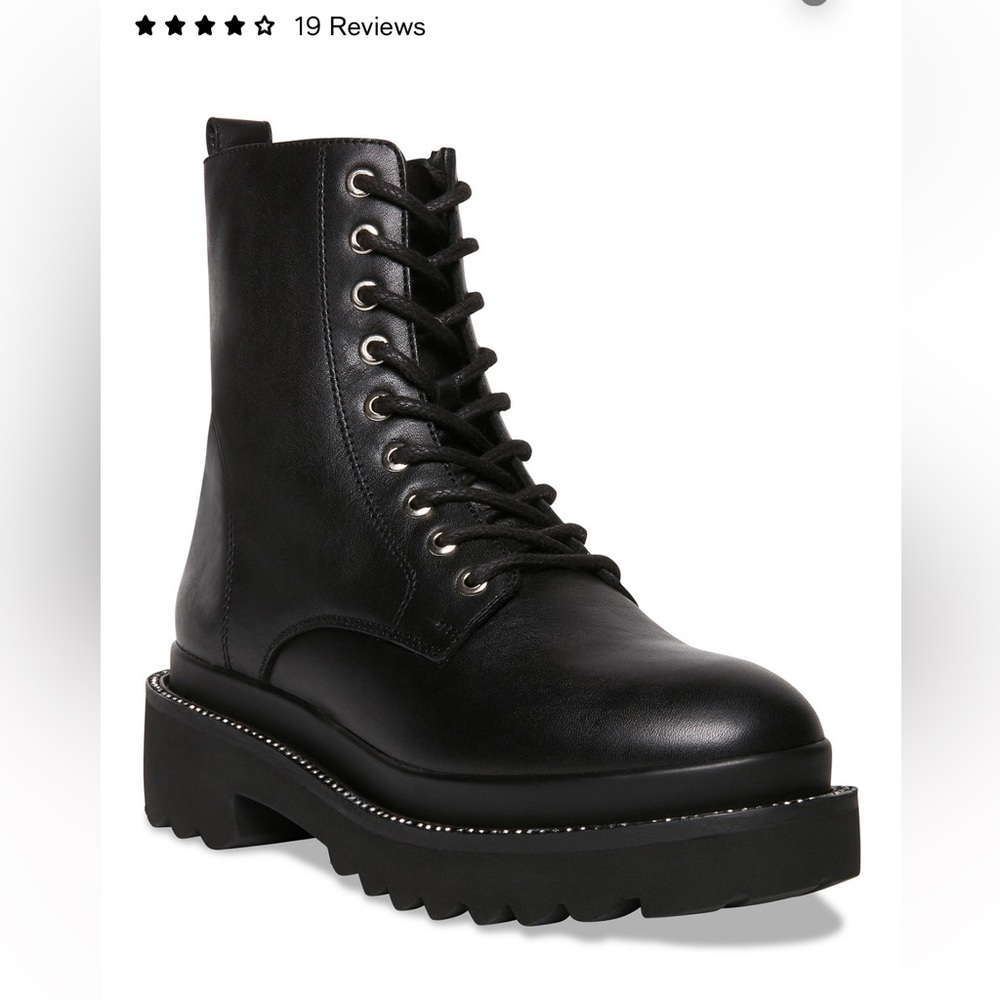 Steve Madden Women's Graham Rhinestone-Studded Lug Sole Combat Boots size 8